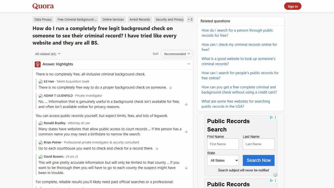 How to run a completely free legit background check on someone to see their criminal record - Quora